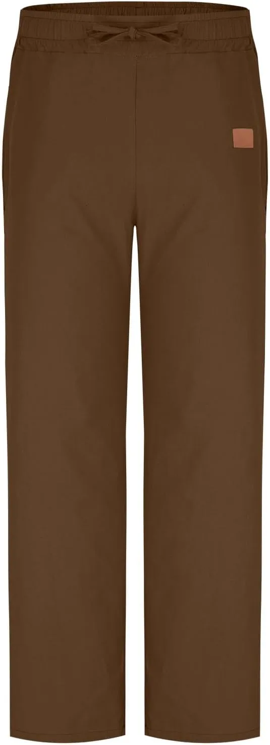 Mens Baggy Drawstring Linen Pants Lightweight Elastic Waist Yoga Beach Cotton Trousers Casual Wide Leg Straight Pants