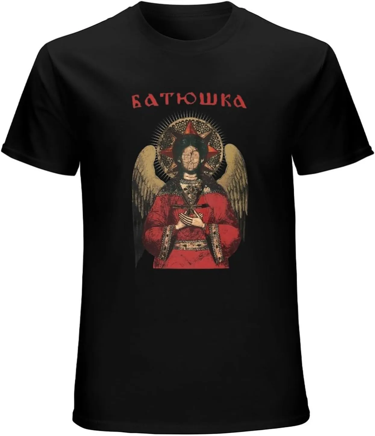 Mens Batushka Premudrost Short Sleeve Crewneck Top Sweatshirt Short Sleeve T-Shirt Black