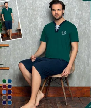 Men's Bermuda Cotton Pajamas Made In Turkey- 8223