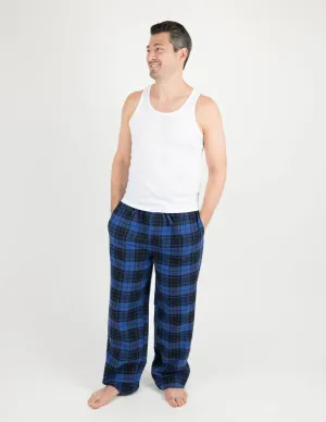 Mens Black & Navy Plaid Flannel Pants