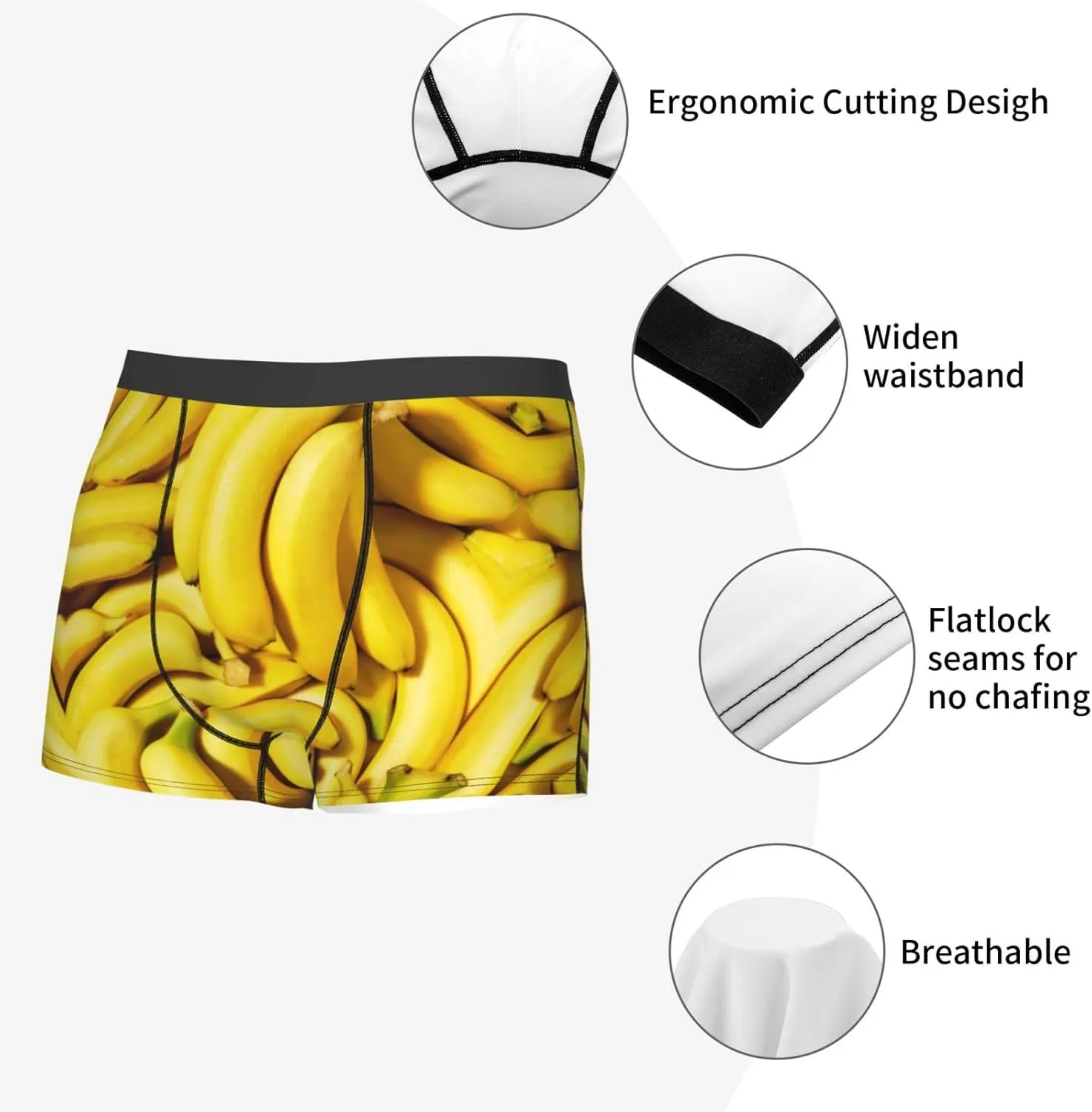 Mens Boxer Briefs Comfortable Breathable Underwear (Popcorn,)