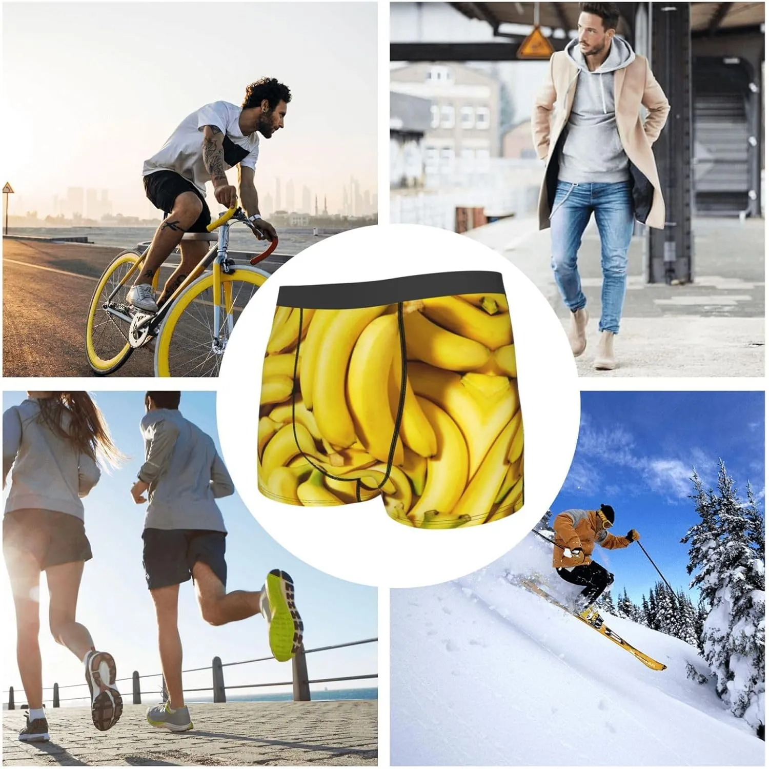 Mens Boxer Briefs Comfortable Breathable Underwear (Popcorn,)
