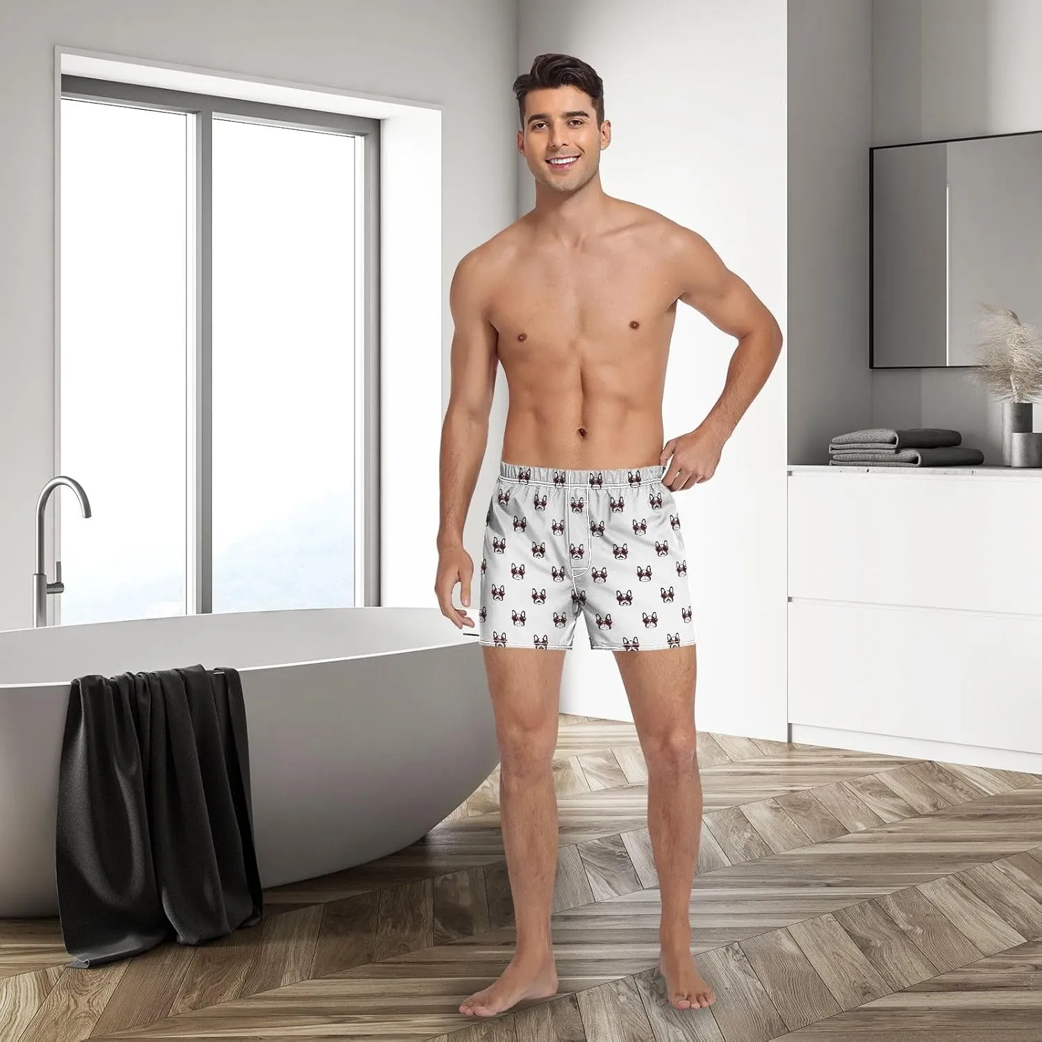 Men's Boxer Shorts Lounge Breathable Underwear for Men Casual Boxer Breathable Soft Pattern Printed Briefs