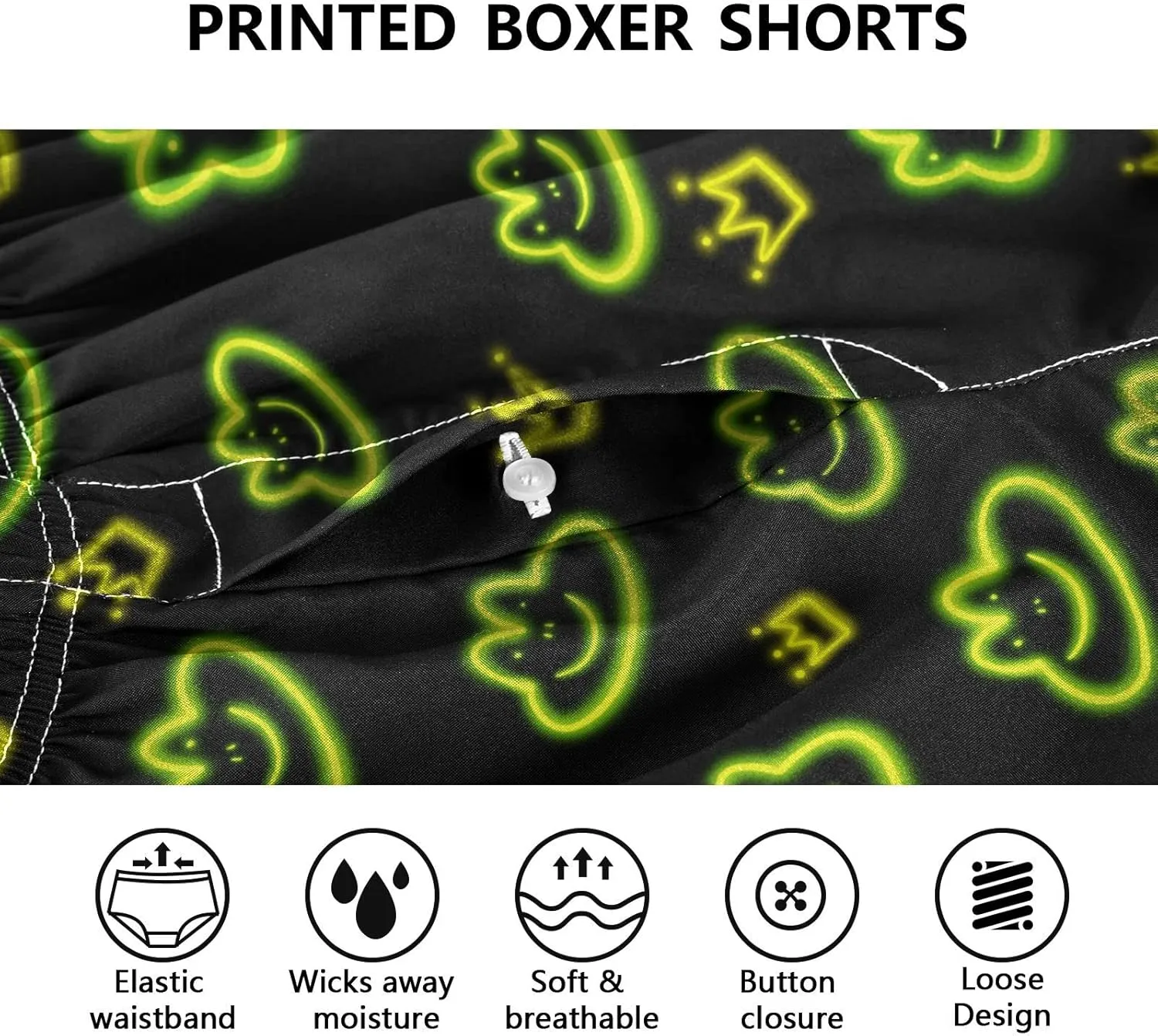 Men's Boxer Shorts Lounge Breathable Underwear for Men Casual Boxer Breathable Soft Pattern Printed Briefs