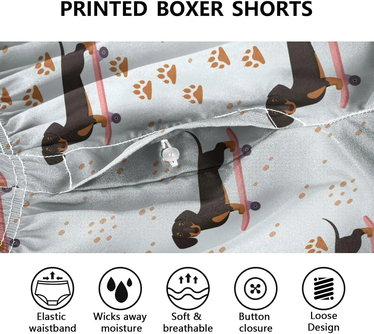 Men's Boxer Shorts Lounge Breathable Underwear for Men Casual Boxer Breathable Soft Pattern Printed Briefs