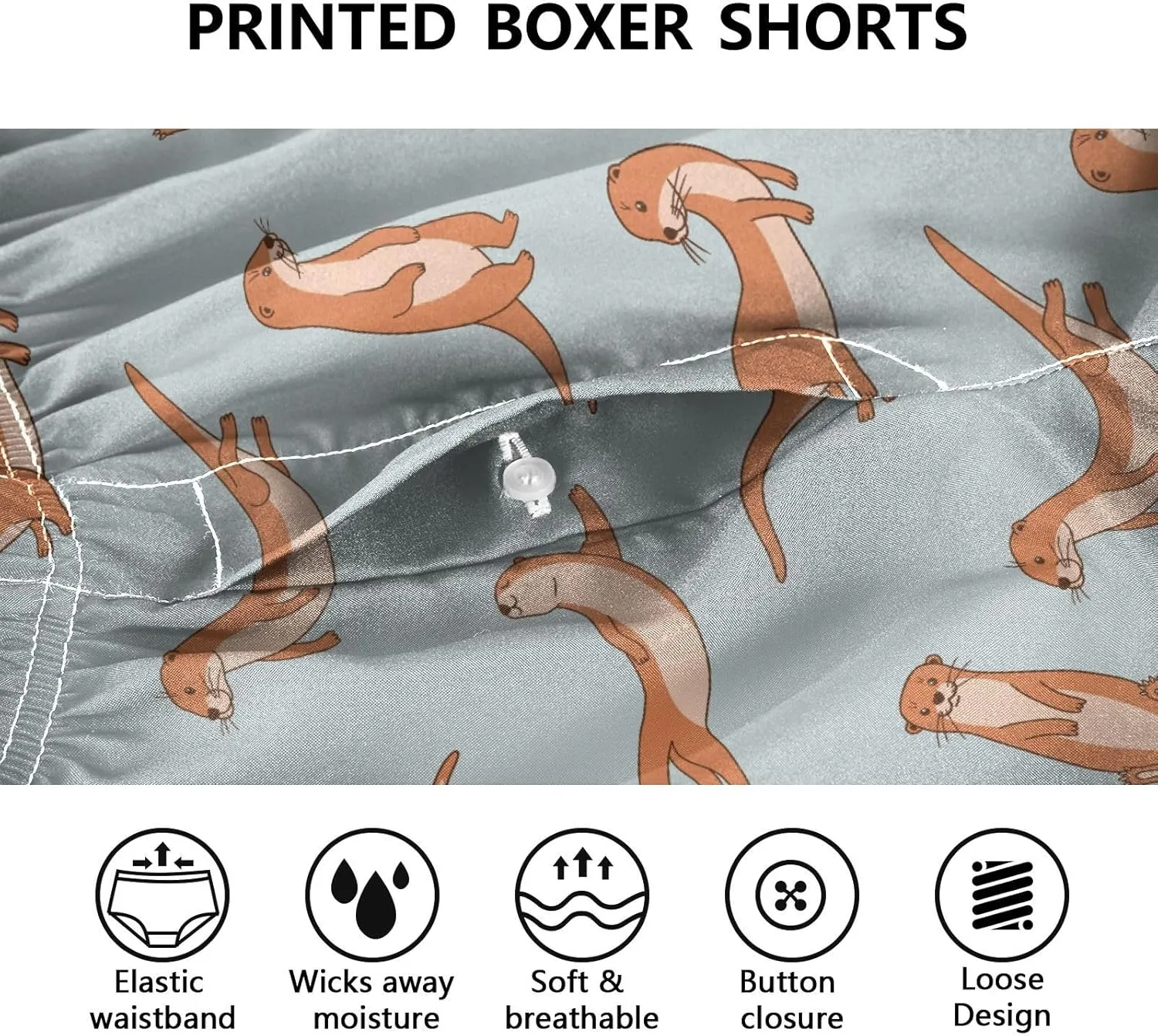 Men's Boxer Shorts Lounge Breathable Underwear for Men Casual Boxer Breathable Soft Pattern Printed Briefs