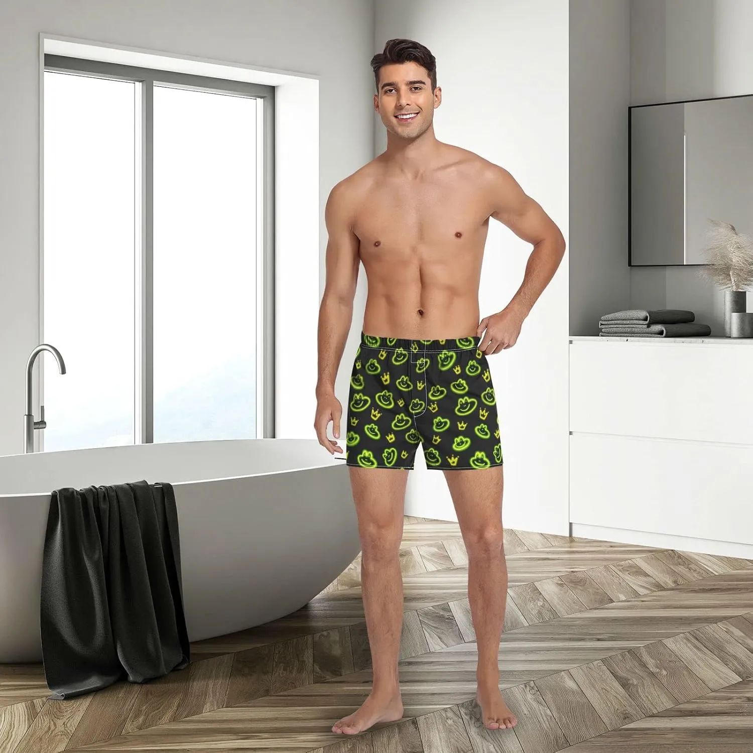 Men's Boxer Shorts Lounge Breathable Underwear for Men Casual Boxer Breathable Soft Pattern Printed Briefs