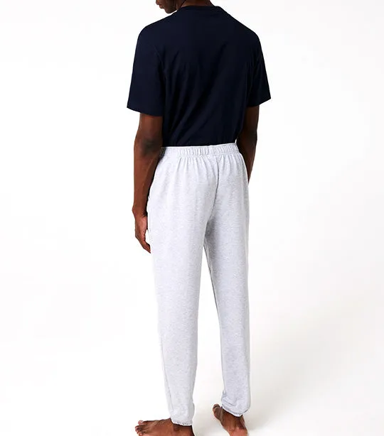 Men's Cotton Fleece Blend Indoor Jogging Pants Silver Chine/Green