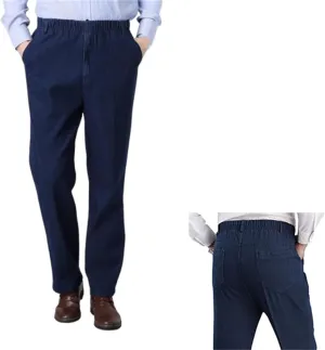 Mens Elastic Waist Jeans, Flexible Waist Straight Fit Comfort Denim, Relaxed Fit with, Elastic Waist Jeans for Men