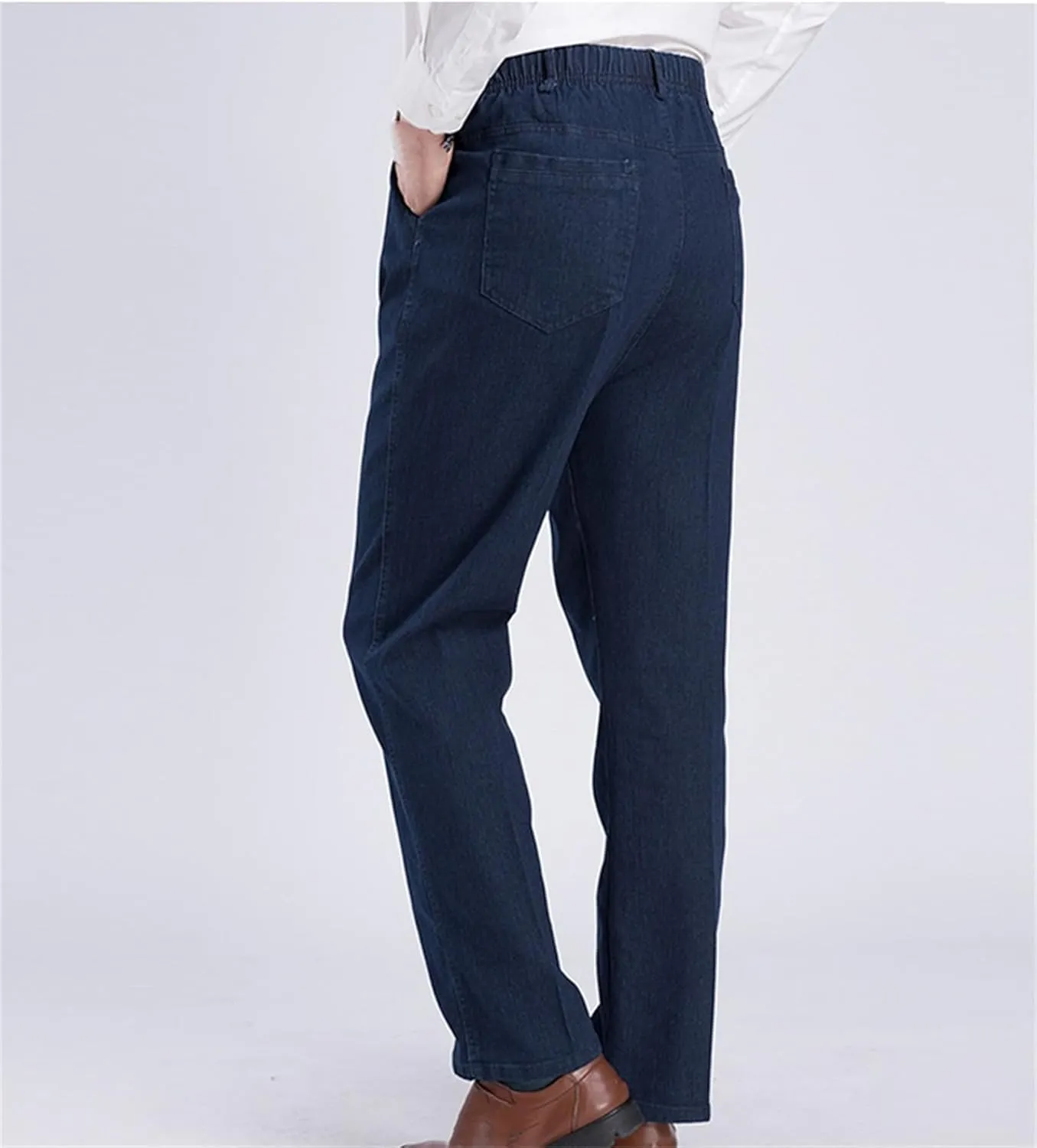 Mens Elastic Waist Jeans, Flexible Waist Straight Fit Comfort Denim, Relaxed Fit with, Elastic Waist Jeans for Men