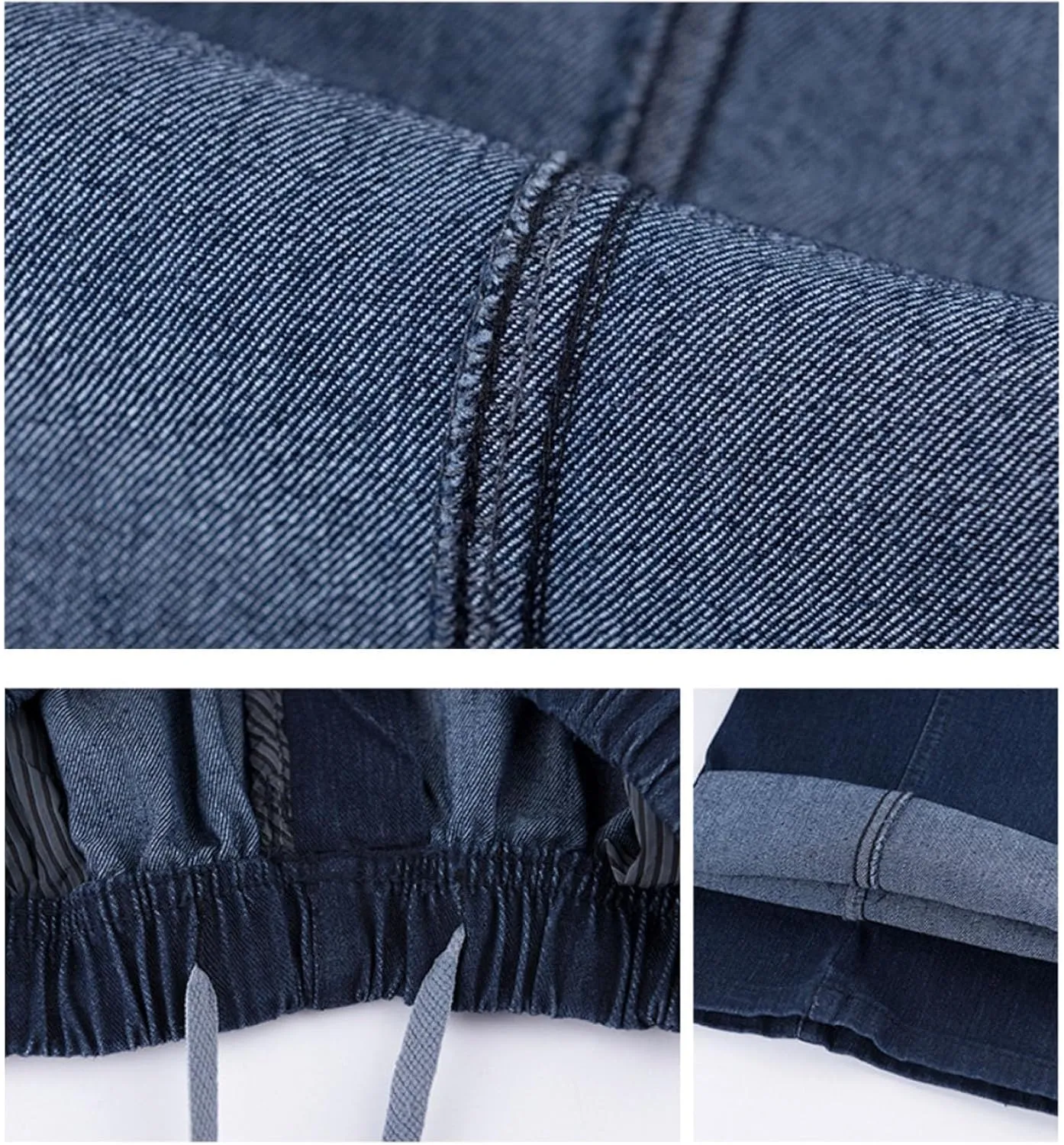 Mens Elastic Waist Jeans, Flexible Waist Straight Fit Comfort Denim, Relaxed Fit with, Elastic Waist Jeans for Men