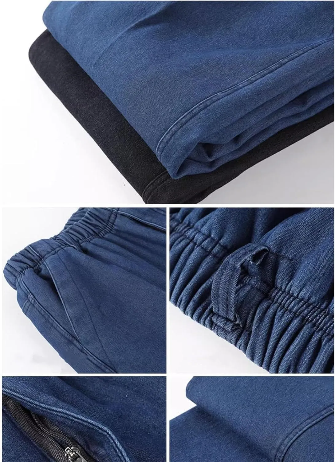 Mens Elastic Waist Jeans, Flexible Waist Straight Fit Comfort Denim, Relaxed Fit with, Elastic Waist Jeans for Men