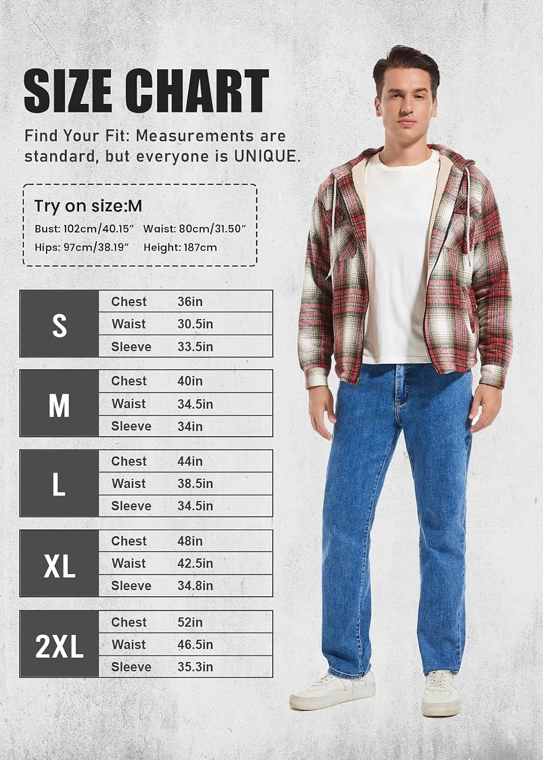 Men's Full Zip Flannel Jacket Sherpa Fleece Lined Hoodie Jacket Plaid Flannel Shirt Jackets with Pocket