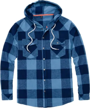 Men's Hooded Plaid Flannel Shirt Jacket Snap Button Flannel Hoodie with Hand Pockets (Heavyweight 10.6 Oz Fabric)