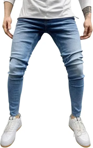 Mens Jeans Slim Fit Skinny Stretch Denim Pants Men Straight Fit Denim Stretch Tapered Jean Pants Stretch Ripped Tapered Leg