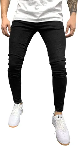 Mens Jeans Slim Fit Skinny Stretch Denim Pants Men Straight Fit Denim Stretch Tapered Jean Pants Stretch Ripped Tapered Leg