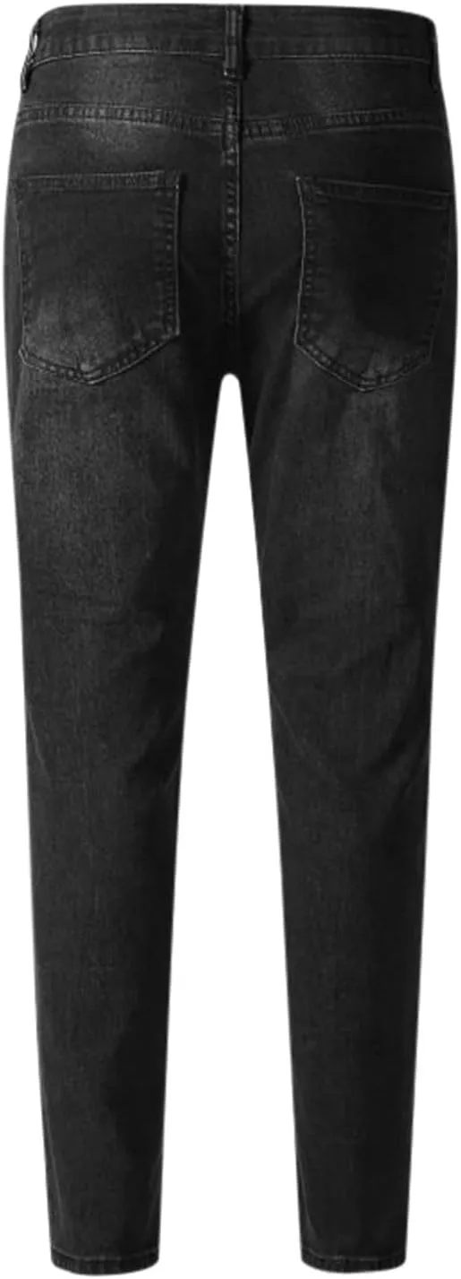 Mens Jeans Slim Fit Skinny Stretch Denim Pants Men Straight Fit Denim Stretch Tapered Jean Pants Stretch Ripped Tapered Leg