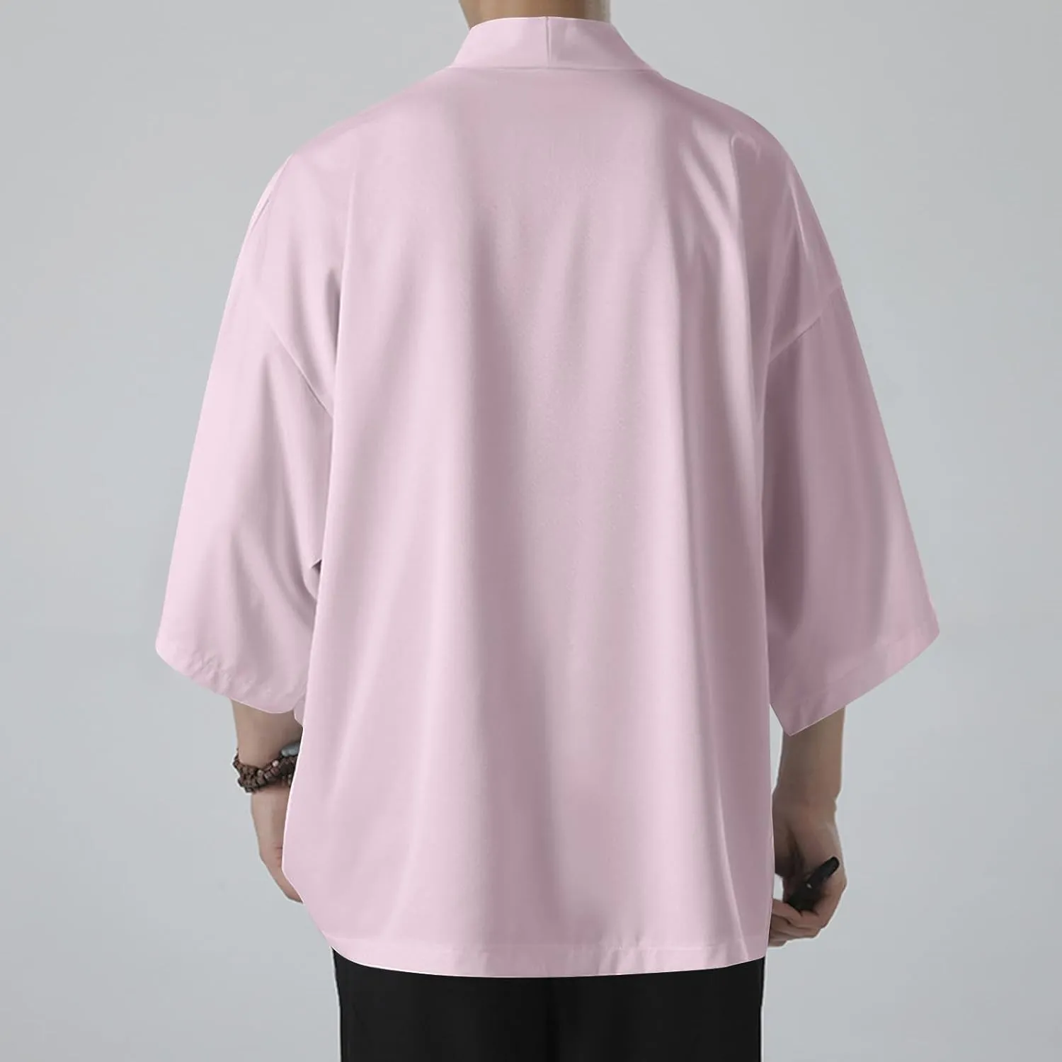 Men's Lightweight Kimono Robe Jacket Thin Ice Silk UV Sun Protection Cover Up Open Front Long Cardigan Coat Outwear