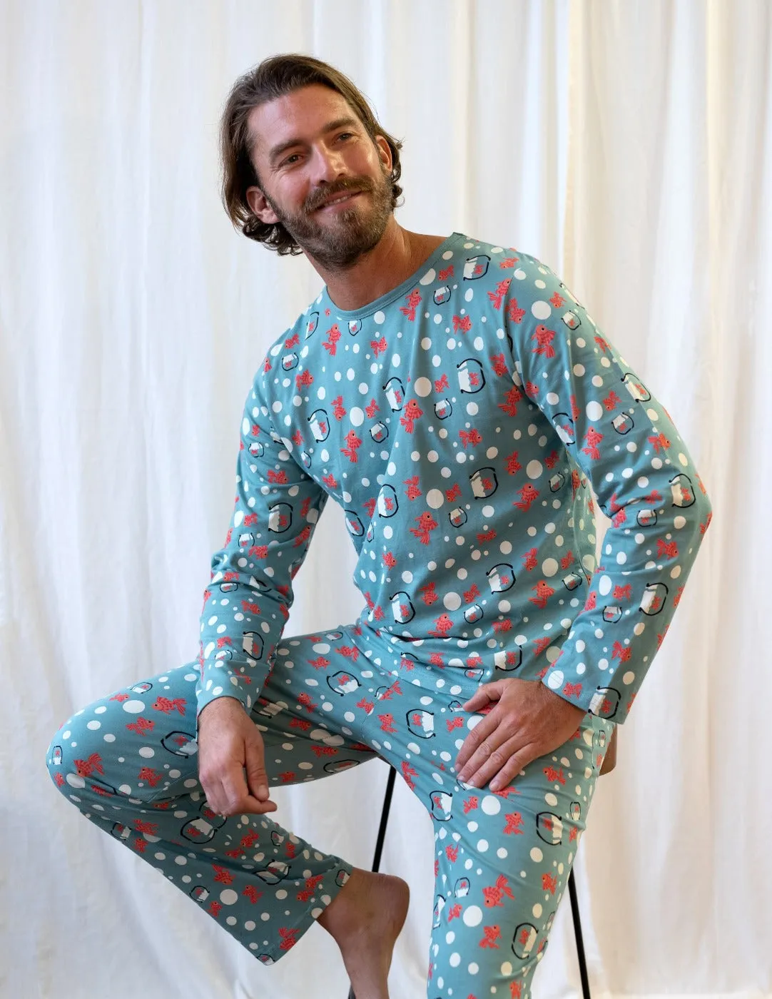 Mens Loose Fit Fish Bowl Pajamas