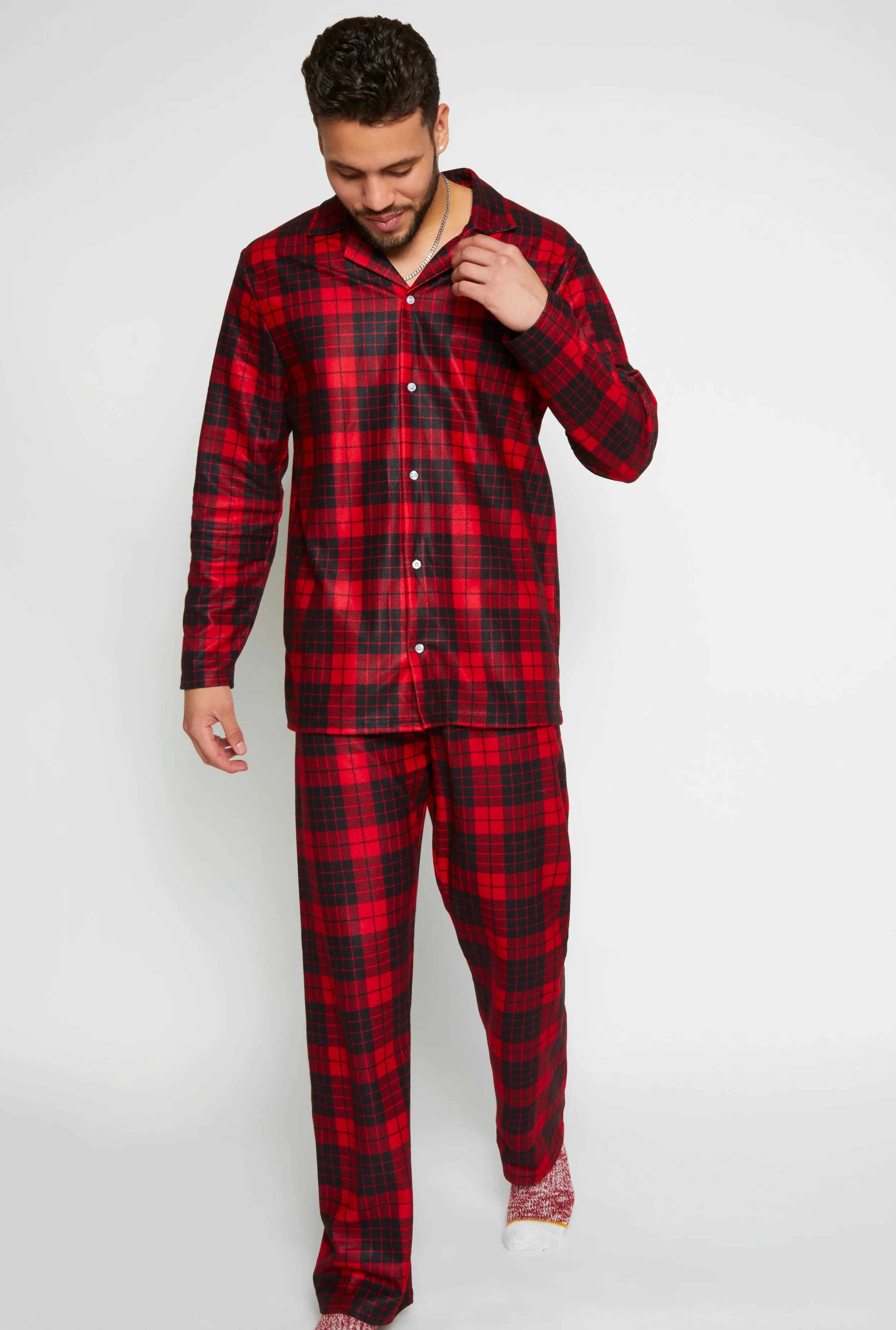 Mens Matching Buffalo Plaid Family Pajamas