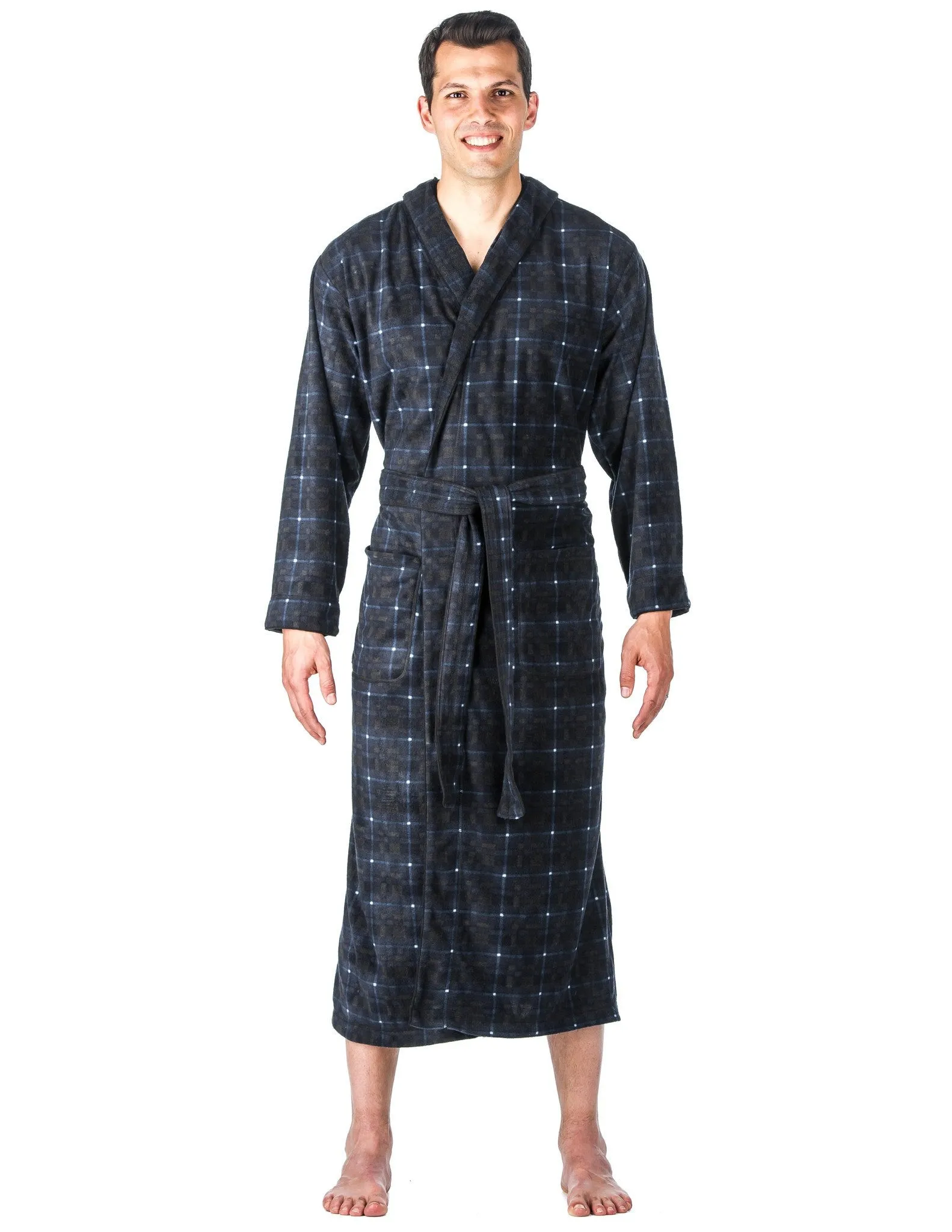 Men's Microfleece Hooded Robe