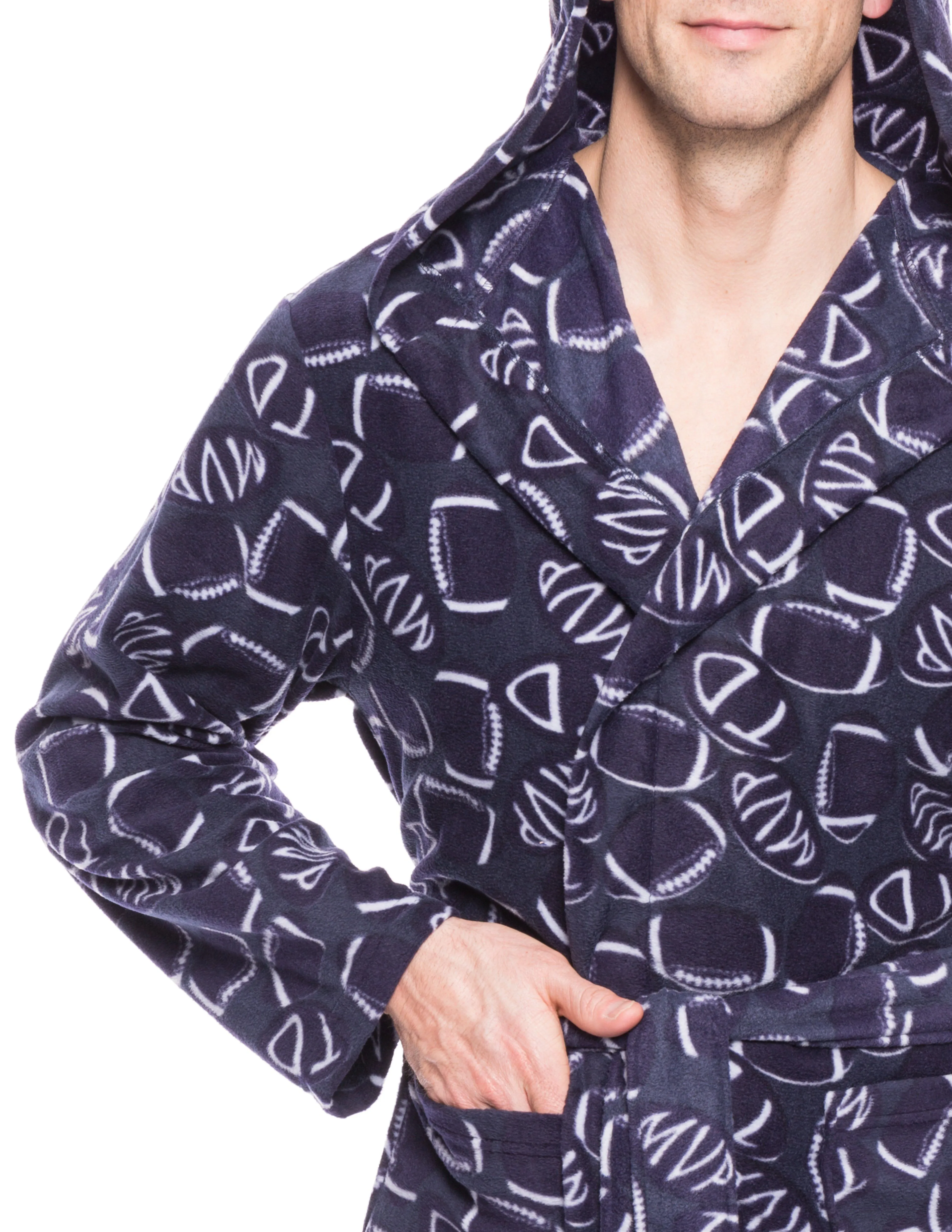 Men's Microfleece Hooded Robe