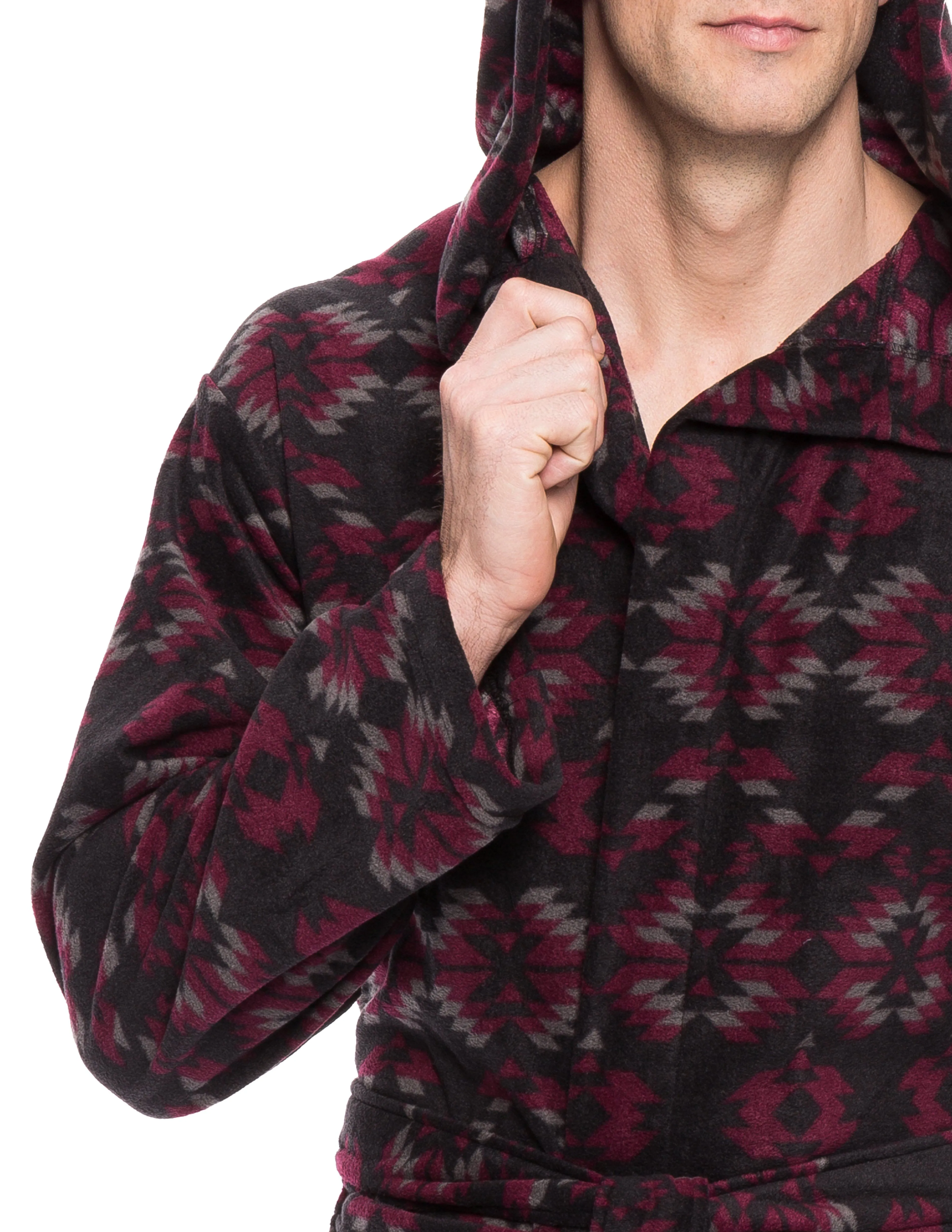 Men's Microfleece Hooded Robe