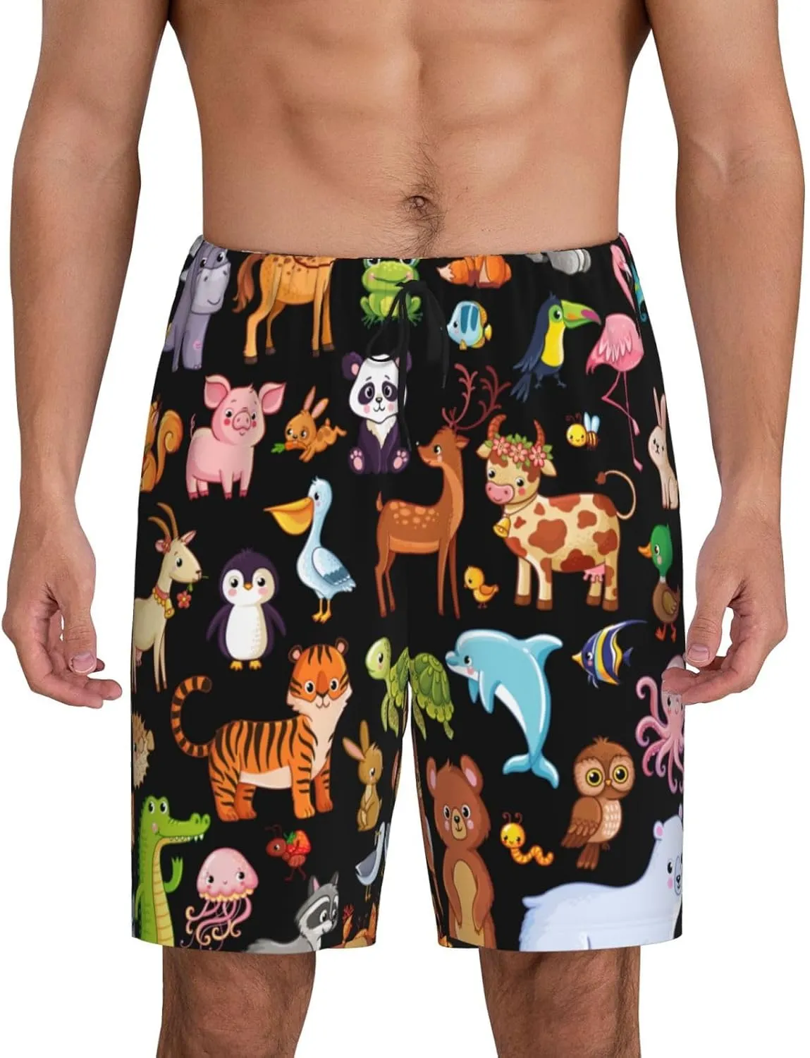 mens pajama pants - Animal Cartoon Style Comfy Sleep Shorts Mens Pajama shorts, mens lounge shorts pj pants