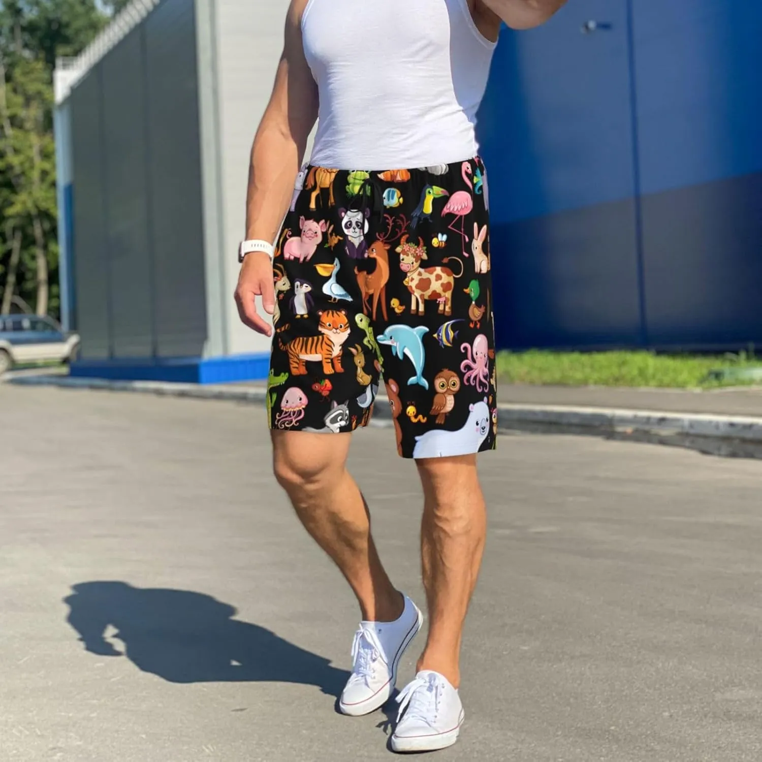 mens pajama pants - Animal Cartoon Style Comfy Sleep Shorts Mens Pajama shorts, mens lounge shorts pj pants