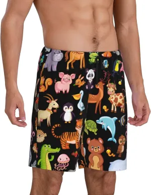 mens pajama pants - Animal Cartoon Style Comfy Sleep Shorts Mens Pajama shorts, mens lounge shorts pj pants