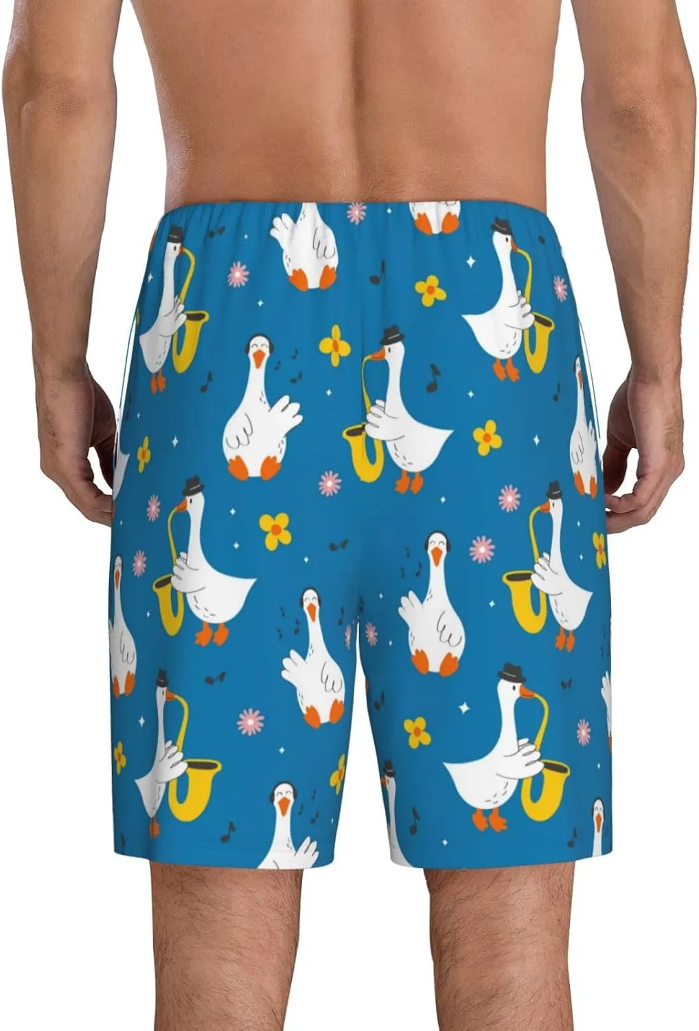 Mens Pajama Pants - Cartoon Goose Comfy Sleep Shorts Mens Pajama Shorts, Mens Lounge Shorts Pj Pants