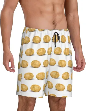 Mens Pajama Pants - Potato Pattern cartoon Sleep Shorts Mens Pajama Shorts, Comfy Pj Pants for Mens Lounge Shorts