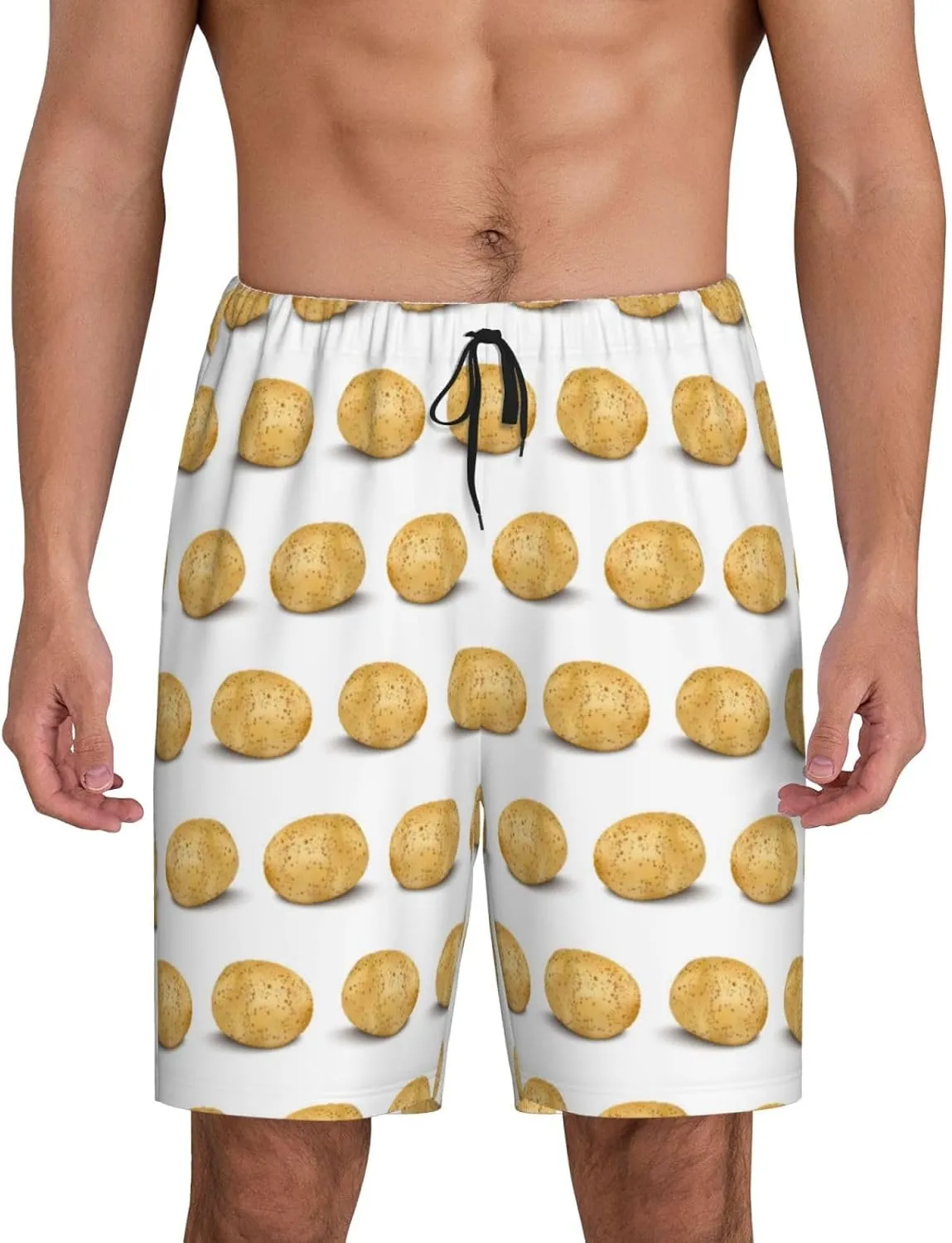 Mens Pajama Pants - Potato Pattern cartoon Sleep Shorts Mens Pajama Shorts, Comfy Pj Pants for Mens Lounge Shorts