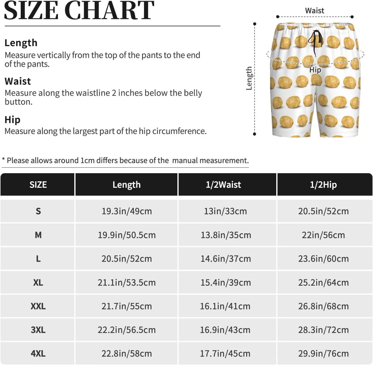 Mens Pajama Pants - Potato Pattern cartoon Sleep Shorts Mens Pajama Shorts, Comfy Pj Pants for Mens Lounge Shorts