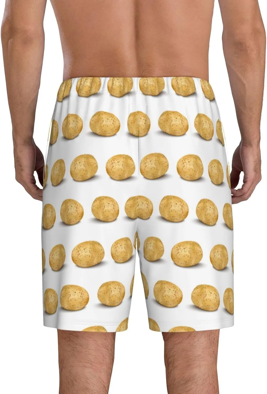 Mens Pajama Pants - Potato Pattern cartoon Sleep Shorts Mens Pajama Shorts, Comfy Pj Pants for Mens Lounge Shorts