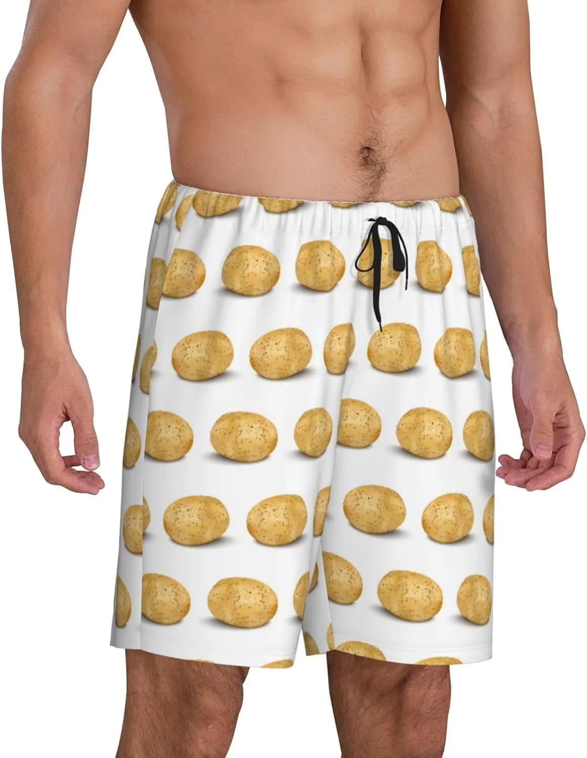 Mens Pajama Pants - Potato Pattern cartoon Sleep Shorts Mens Pajama Shorts, Comfy Pj Pants for Mens Lounge Shorts