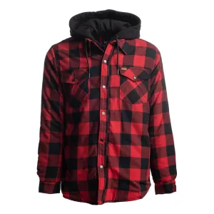 Men’s Quilted Flannel Jacket with Hood - TK-1687RED - Limited Stock