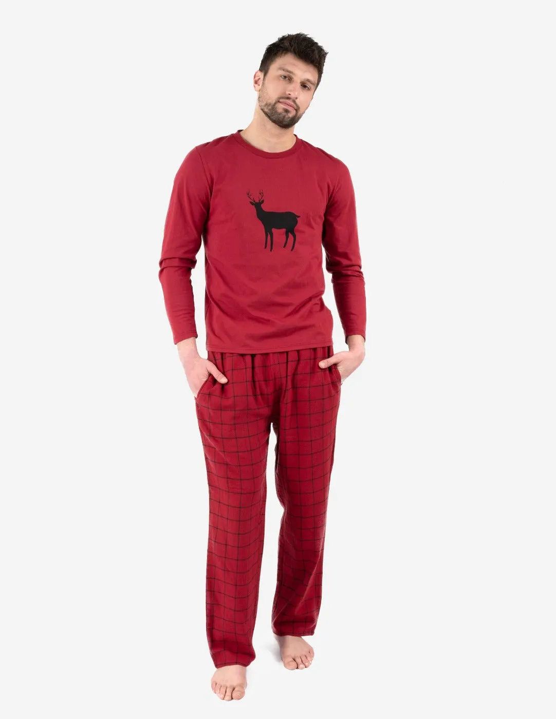 Mens Reindeer Flannel Set