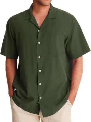 Mens Resort Wear 2025 Button Down Shirt Short Sleeve Breathable Lightweigh Casual Loose Solid Color Shirts with Pocket