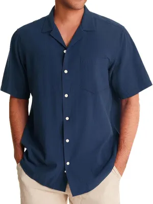 Mens Resort Wear 2025 Button Down Shirt Short Sleeve Breathable Lightweigh Casual Loose Solid Color Shirts with Pocket