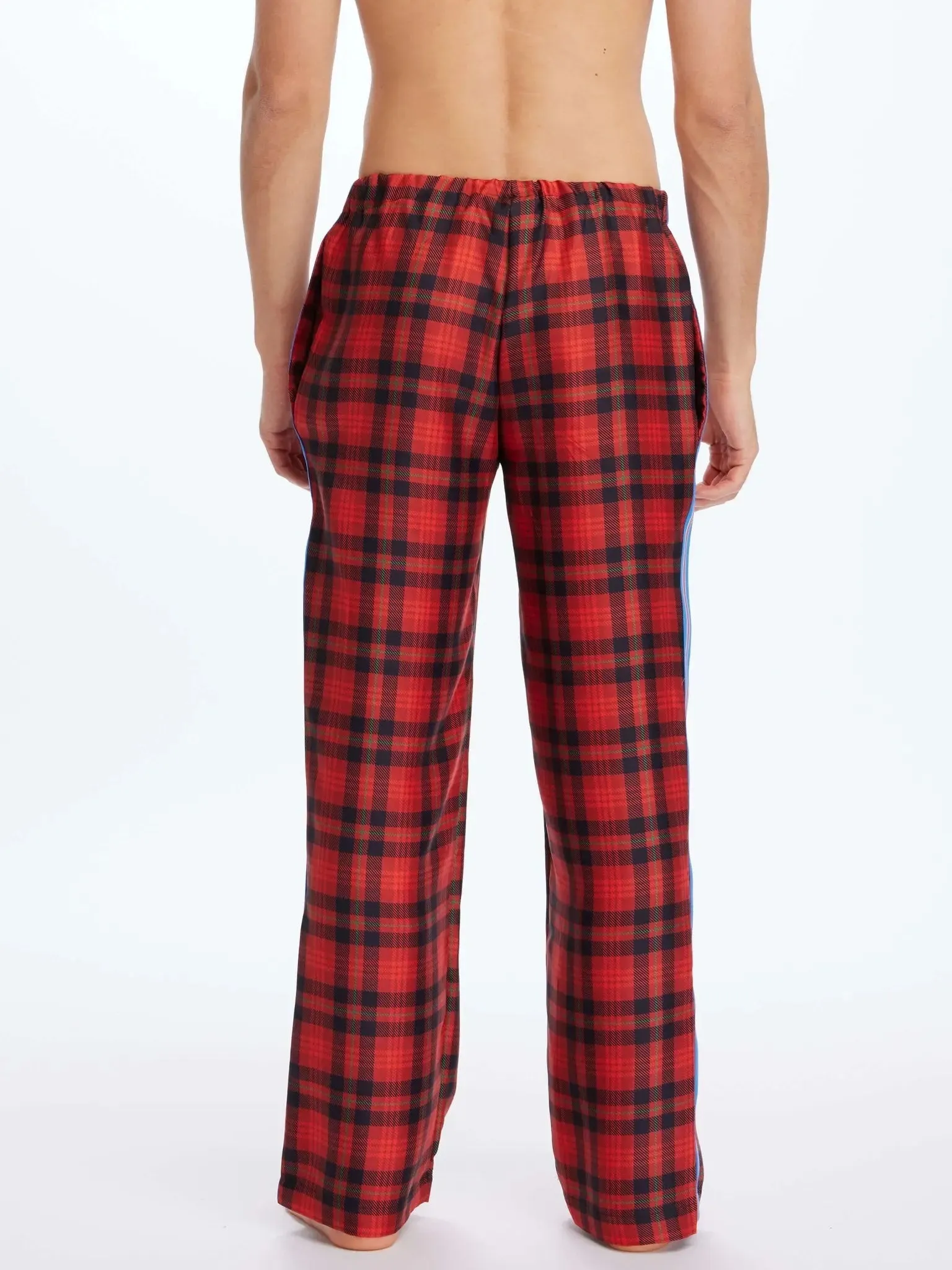 Men’s Royal Stewart Tartan Silk Pajama Pant With Stripe