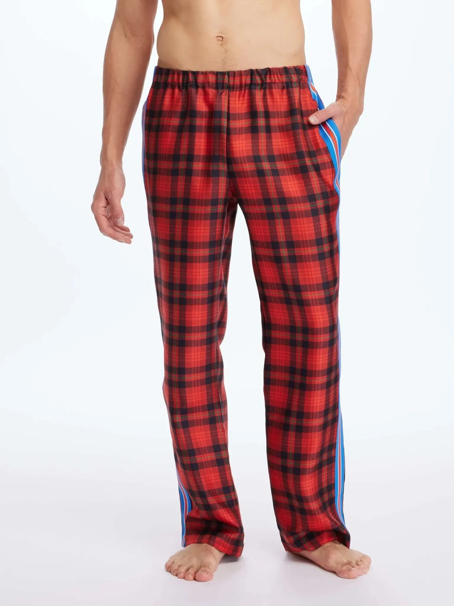 Men’s Royal Stewart Tartan Silk Pajama Pant With Stripe