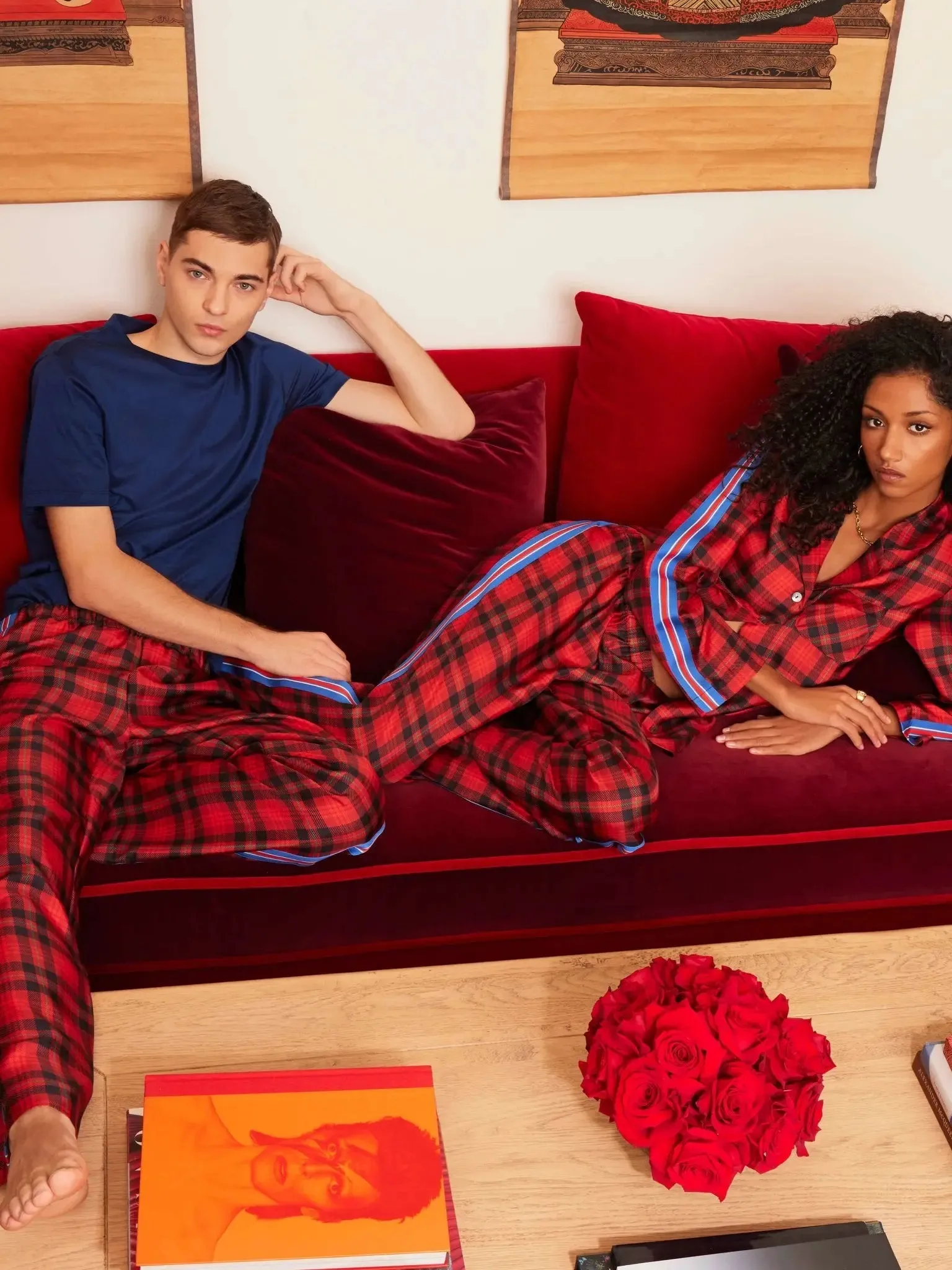 Men’s Royal Stewart Tartan Silk Pajama Pant With Stripe