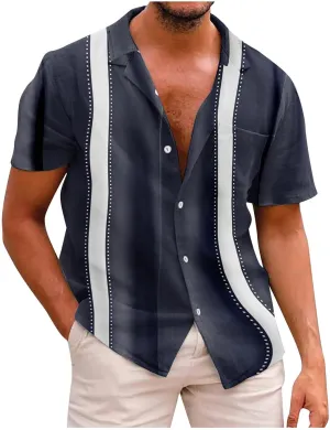Mens Shirts Casual Stylish Short Sleeve Button Shirt Short Sleeve Shirt Loose Shirt with Pocket