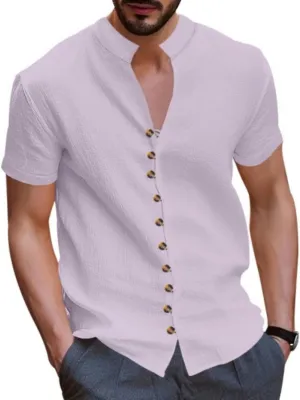 Men's Short Sleeve Shirts Casual Dress Button Down Shirt Plus Size Summer Business Fashion Work Tees