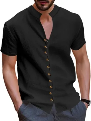 Men's Short Sleeve Shirts Casual Dress Button Down Shirt Plus Size Summer Business Fashion Work Tees