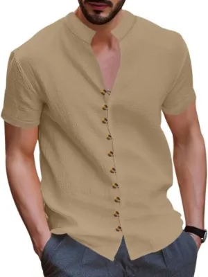 Men's Short Sleeve Shirts Casual Dress Button Down Shirt Plus Size Summer Business Fashion Work Tees