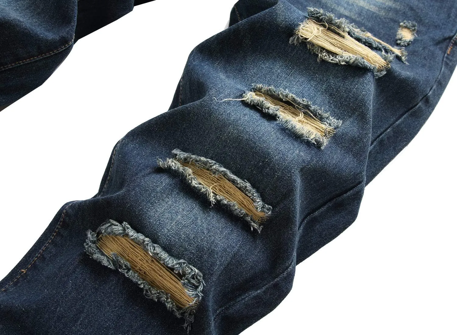 Men's Slim-fit Stretch Denim Jeans Featuring a Ripped Stretch Regular Pants
