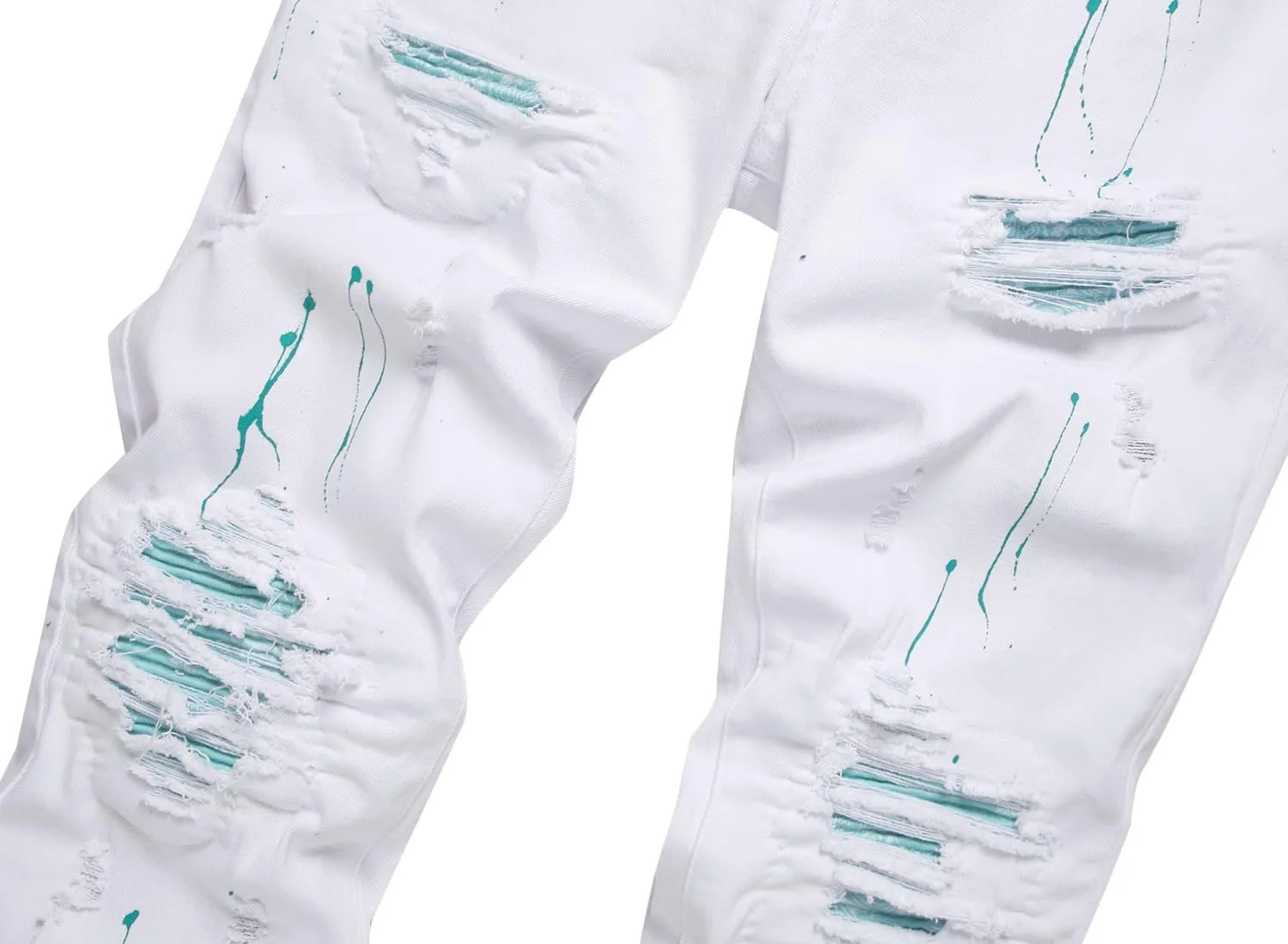 Men's Slim-fit Stretch Denim Jeans Featuring a Ripped Stretch Regular Pants