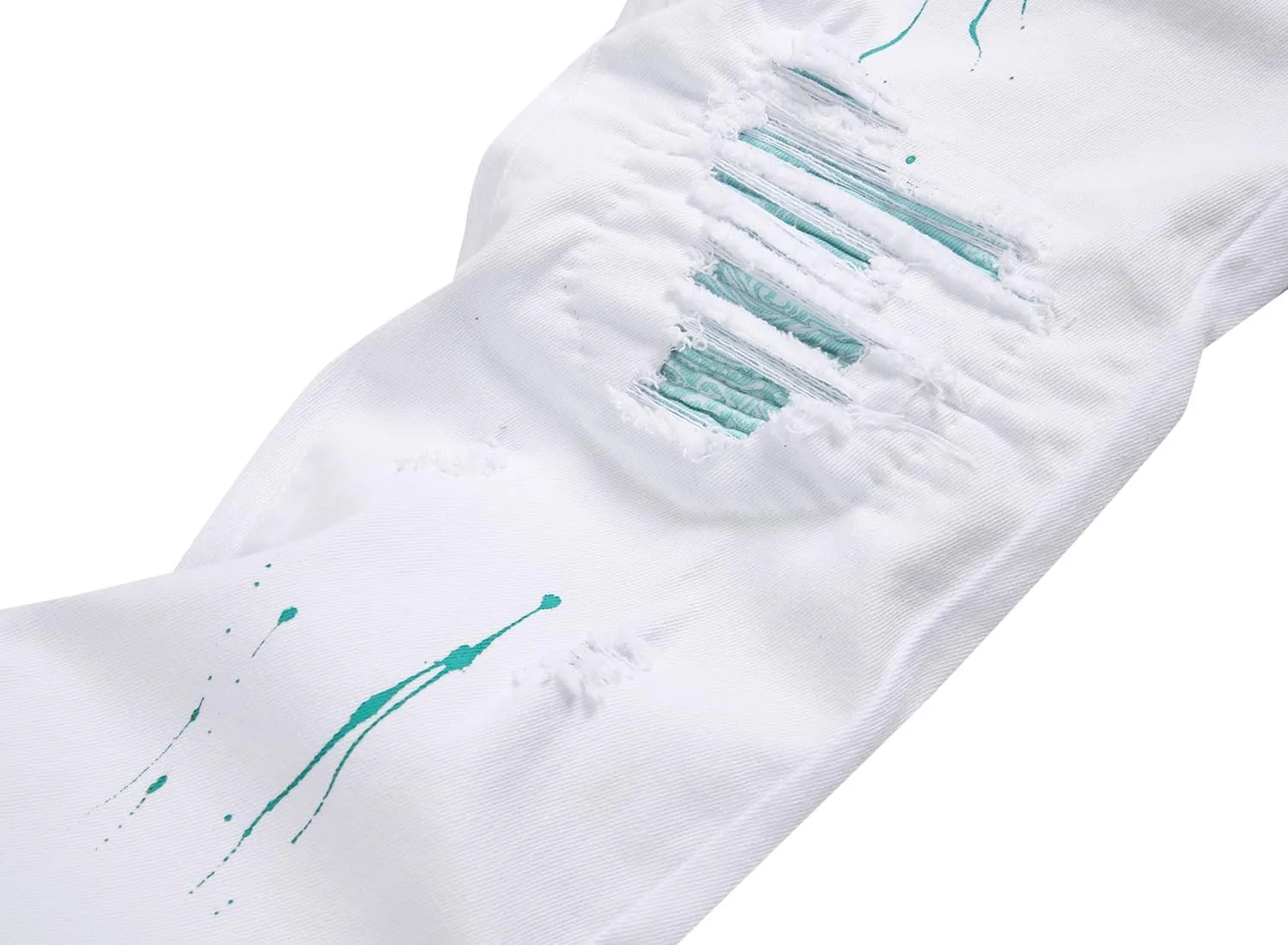 Men's Slim-fit Stretch Denim Jeans Featuring a Ripped Stretch Regular Pants